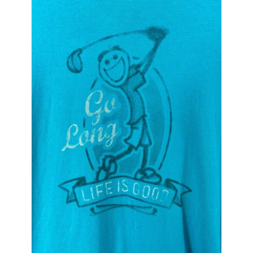 Life‎ Is Good T-Shirt Men XXL Blue "Go Long" Golf Stretch Long Sleeve Crew
